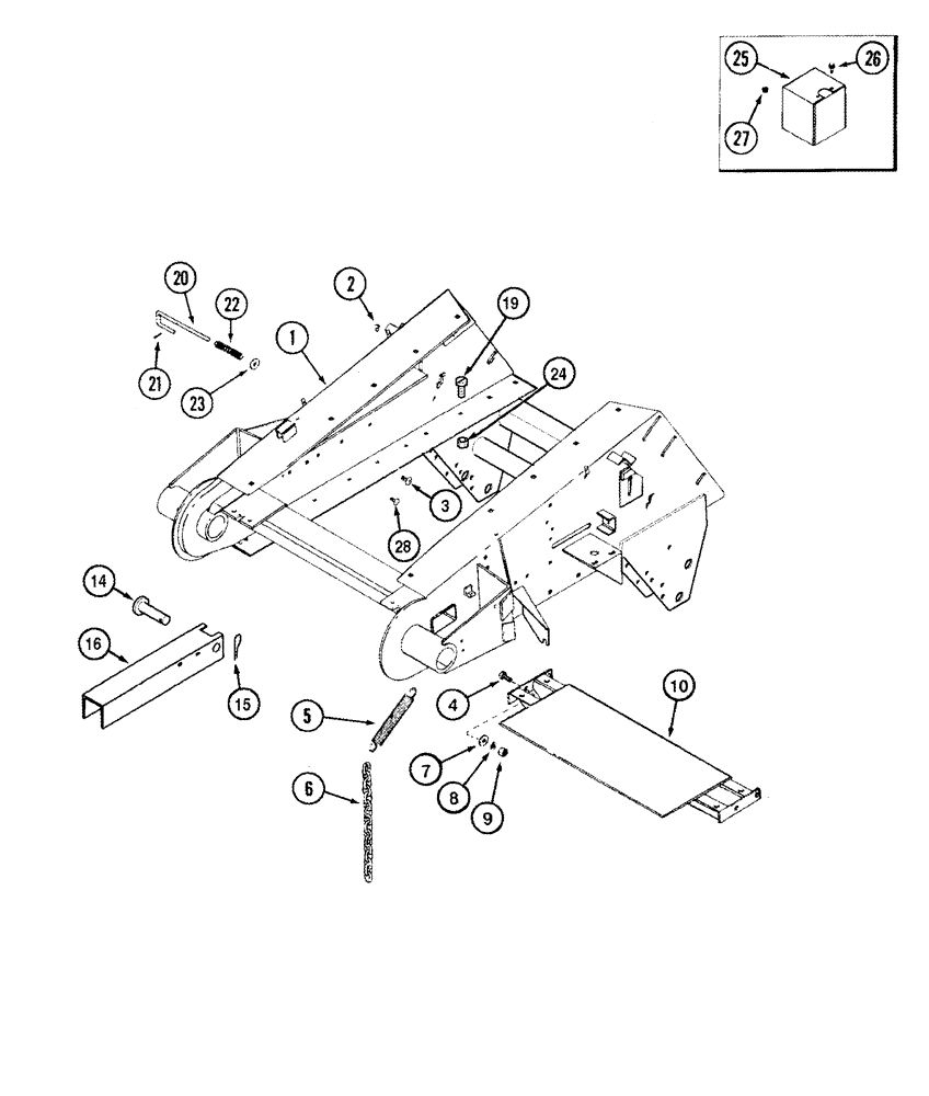 Схема запчастей Case IH 2366 - (09A-20) - FEEDER - SUPPORTS AND LIFT BRACKET (13) - FEEDER