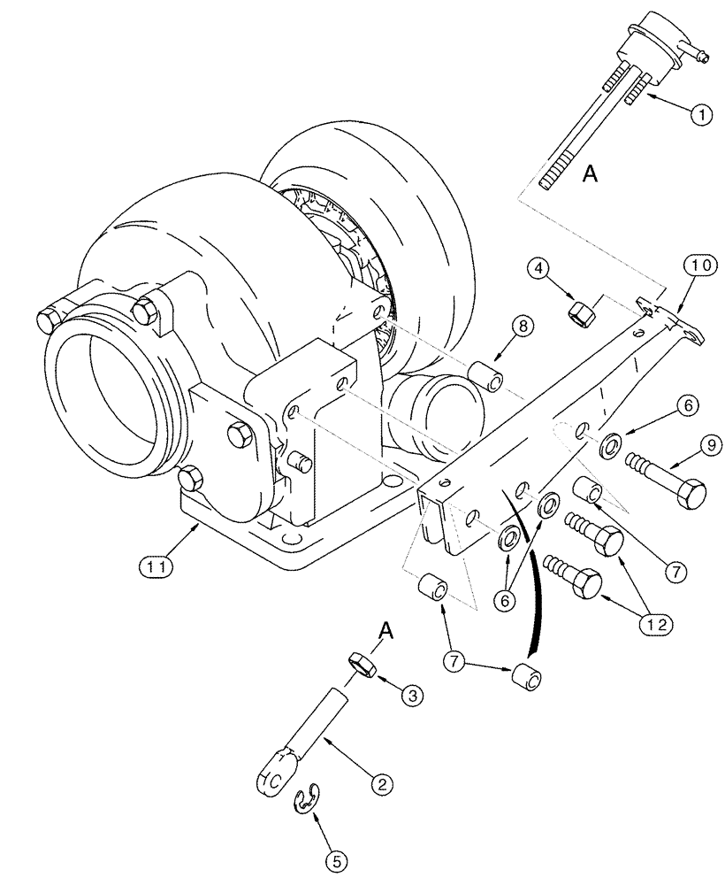 Схема запчастей Case IH 2388 - (02-18) - WASTEGATE ACTUATOR (01) - ENGINE