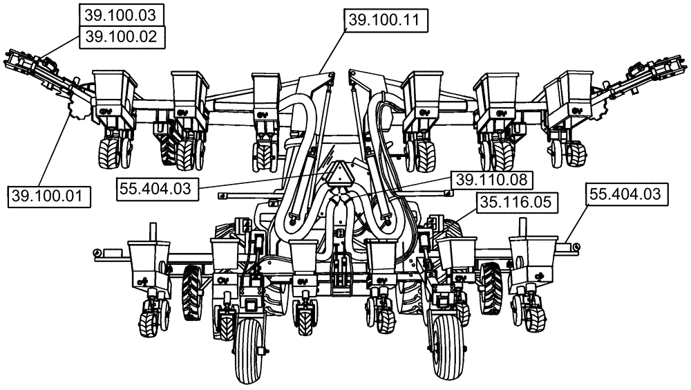 Схема запчастей Case IH 1220 - (00.000.03) - PICTORIAL INDEX - MOUNTED STACKER PLANTERS (00) - GENERAL & PICTORIAL INDEX