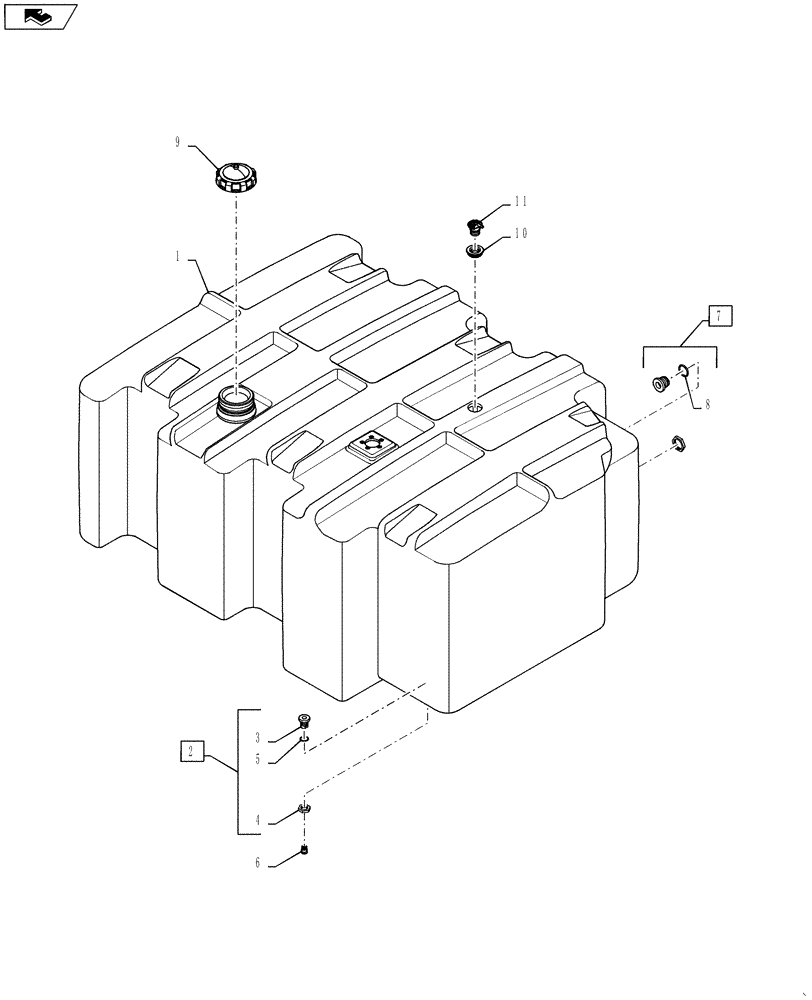 Схема запчастей Case IH TITAN 3530 - (10.216.02) - FUEL TANK AND FITTINGS (10) - ENGINE