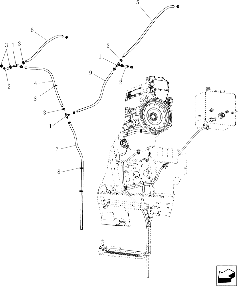 Схема запчастей Case IH 7010 - (10.102.07[02]) - OIL DRAIN LINES - 9010 (10) - ENGINE