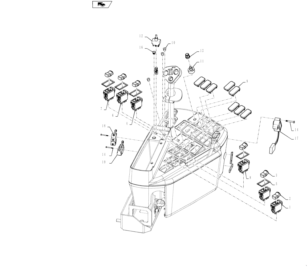 Схема запчастей Case IH 4420 - (01-036) - RH CONSOLE, ELECTRIC Cab Interior