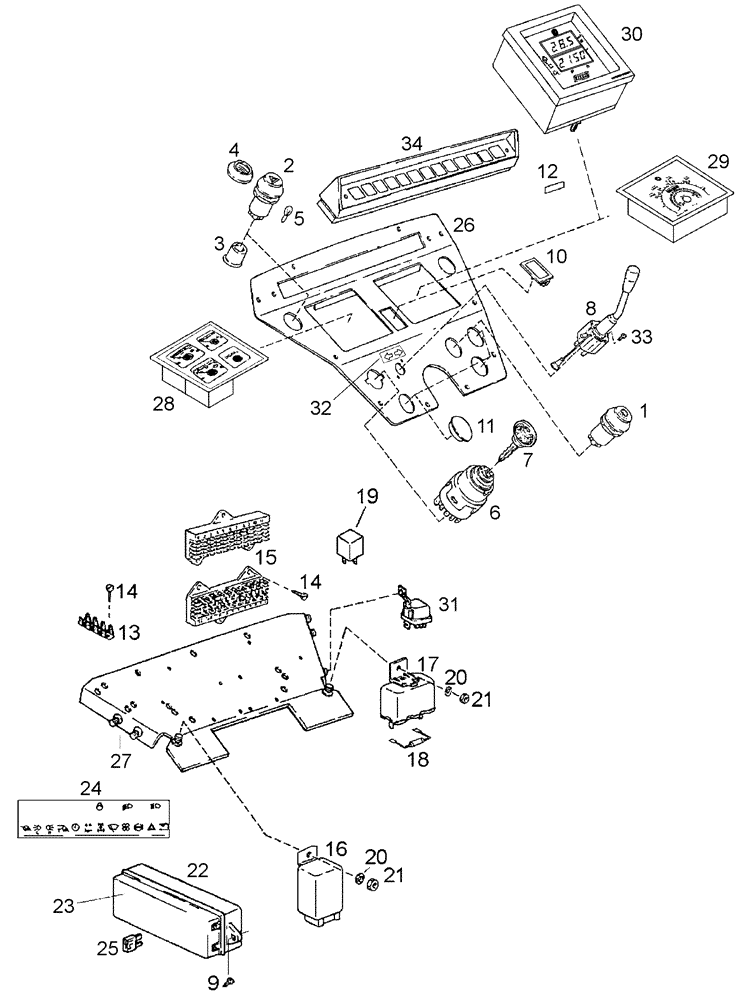 Схема запчастей Case IH C55 - (04-01[01]) - INSTRUMENT PANEL (04) - ELECTRICAL SYSTEMS