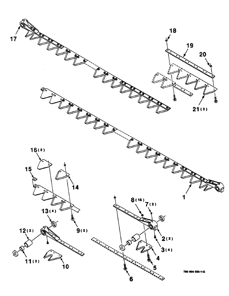 Схема запчастей Case IH 625 - (3-16) - SICKLE ASSEMBLIES, 16 FOOT (58) - ATTACHMENTS/HEADERS