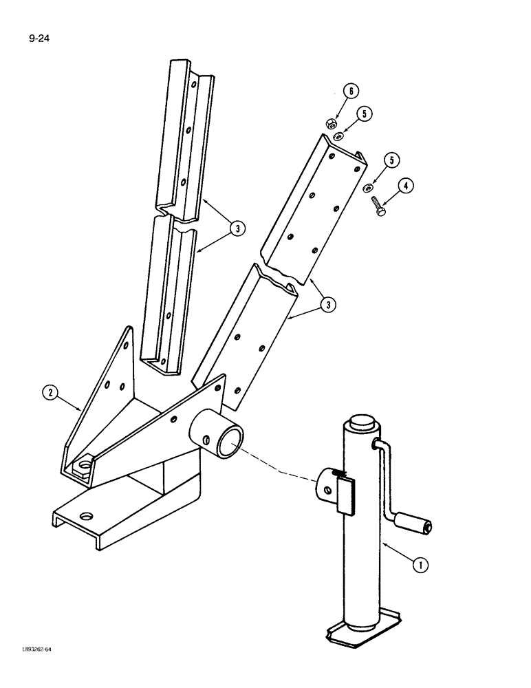 Схема запчастей Case IH 970 - (9-24) - JACK AND CLEVIS HITCH (09) - CHASSIS