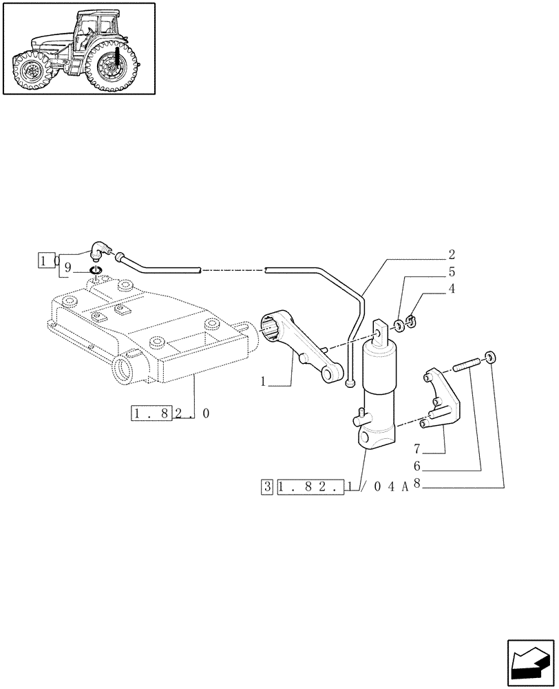 Схема запчастей Case IH JX1070U - (1.82.1/01[01]) - (VAR.782-783) AUXILIARY JACK - ARM, BRACKET, PIPES (07) - HYDRAULIC SYSTEM