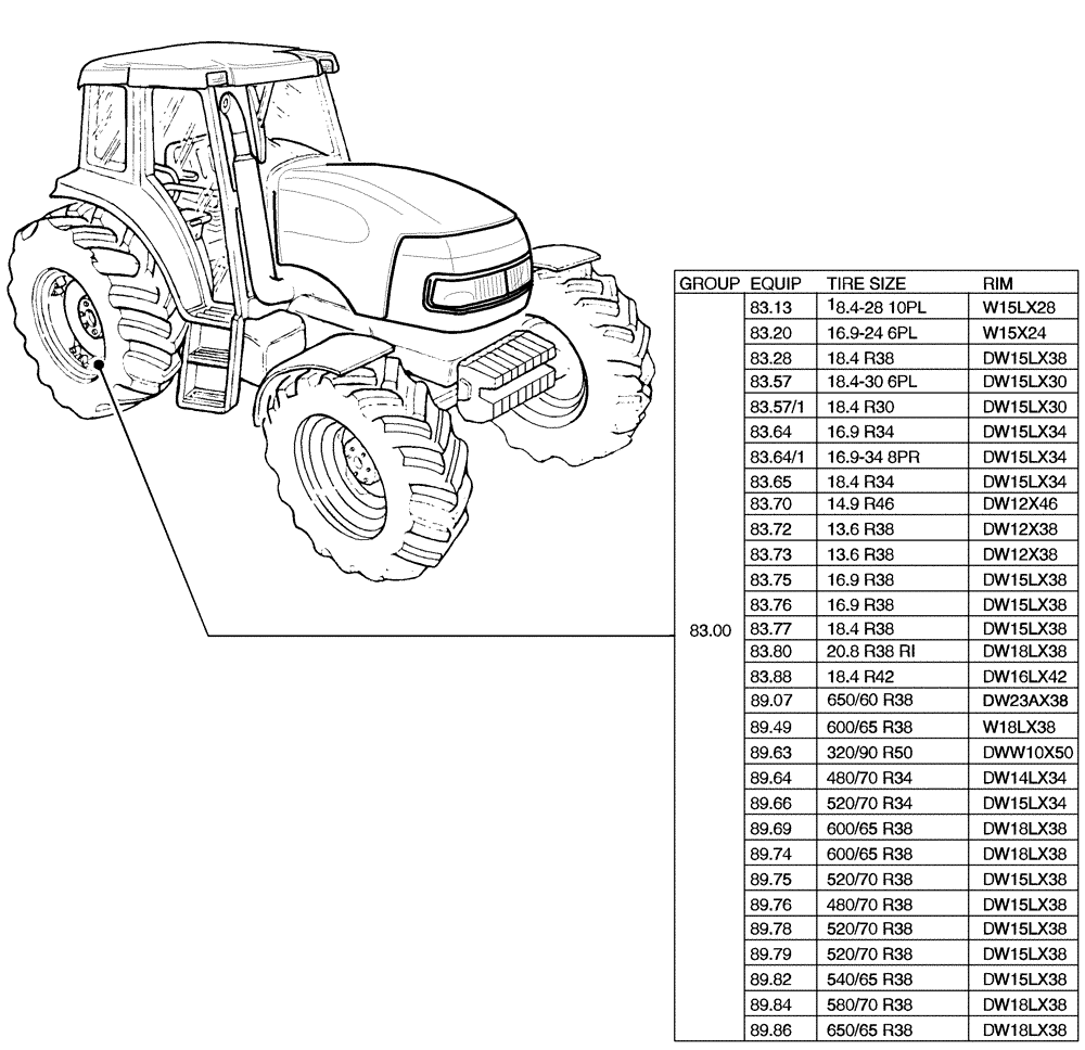 Схема запчастей Case IH MXU135 - (80.00[02]) - SEC. 11 - TRACTION (11) - WHEELS/TRACKS
