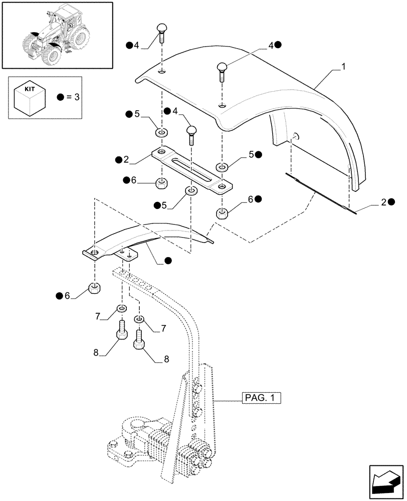 Схема запчастей Case IH MXU110 - (1.87.4/01[03]) - (VAR.337-338) 4WD DYNAMIC FRONT FENDERS WITH AXLE WITH BRAKE - C5049 (08) - SHEET METAL