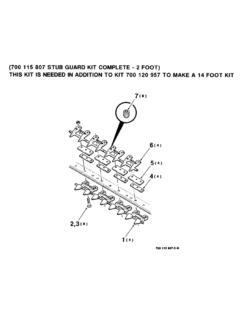 Схема запчастей Case IH 8830 - (9-14) - ADJUSTABLE STUB GUARD KIT, 2 FOOT, 700115807 STUB GUARD KIT COMPLETE, 2 FOOT (09) - CHASSIS