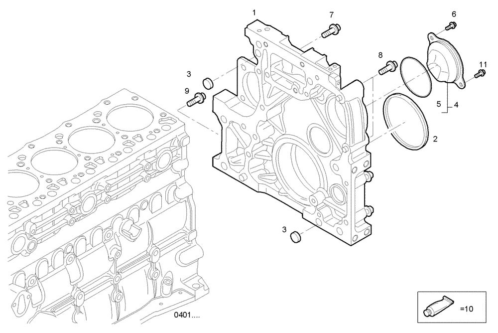 Схема запчастей Case IH F4CE0304A D600 - (0432.039) - REAR C.CASE COVER [FROM # 272517] 