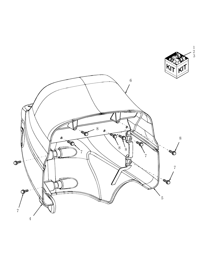 Схема запчастей Case IH DX40 - (08.03.02) - DELUXE SOUND KIT & REAR HOOD ASSEMBLY (08) - SHEET METAL