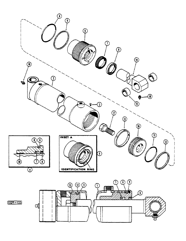 Схема запчастей Case IH 1529 - (244) - 4-IN-1 BUCKET CYLINDER (82) - FRONT LOADER & BUCKET