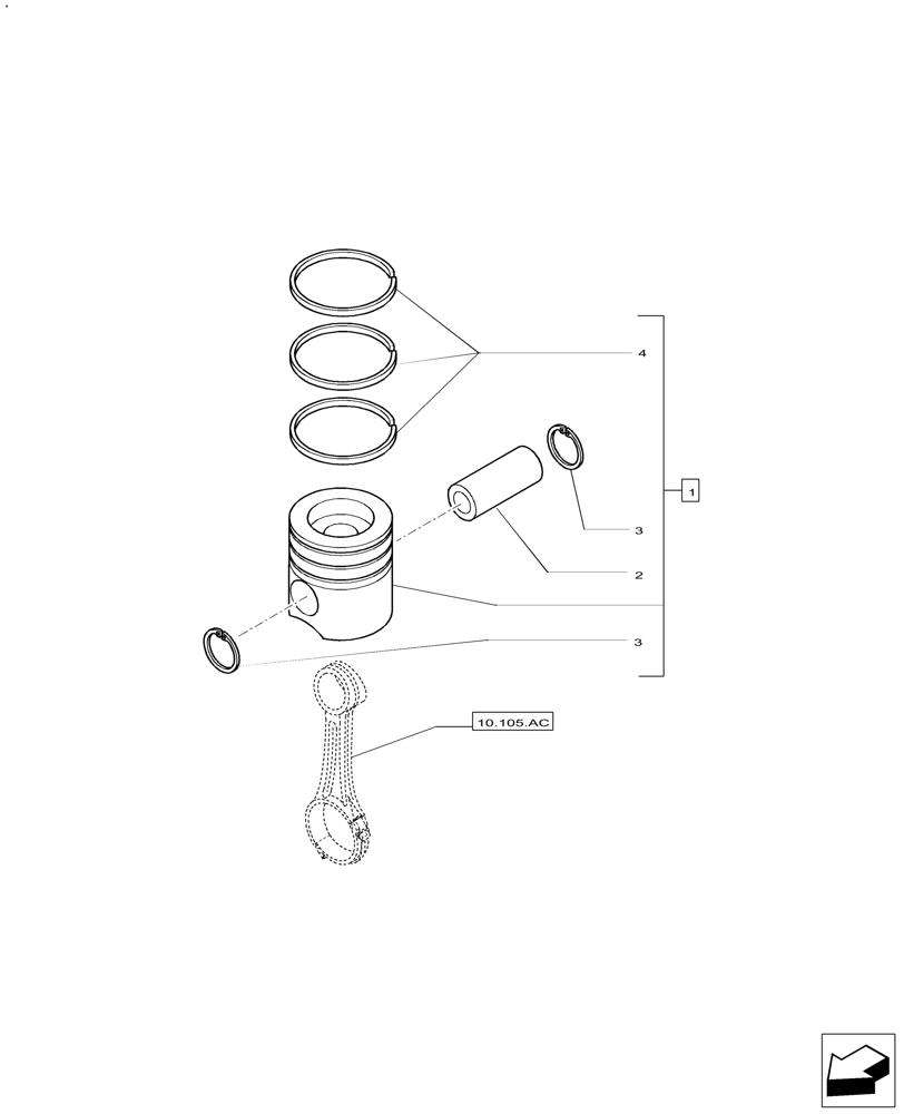 Схема запчастей Case IH FARMALL 140A - (10.105.AG) - PISTON - ENGINE (10) - ENGINE