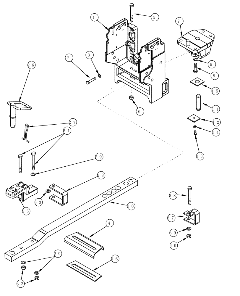 Схема запчастей Case IH MX270 - (09-45) - DRAWBAR HAMMERSTRAP, N.A. ONLY (09) - CHASSIS/ATTACHMENTS