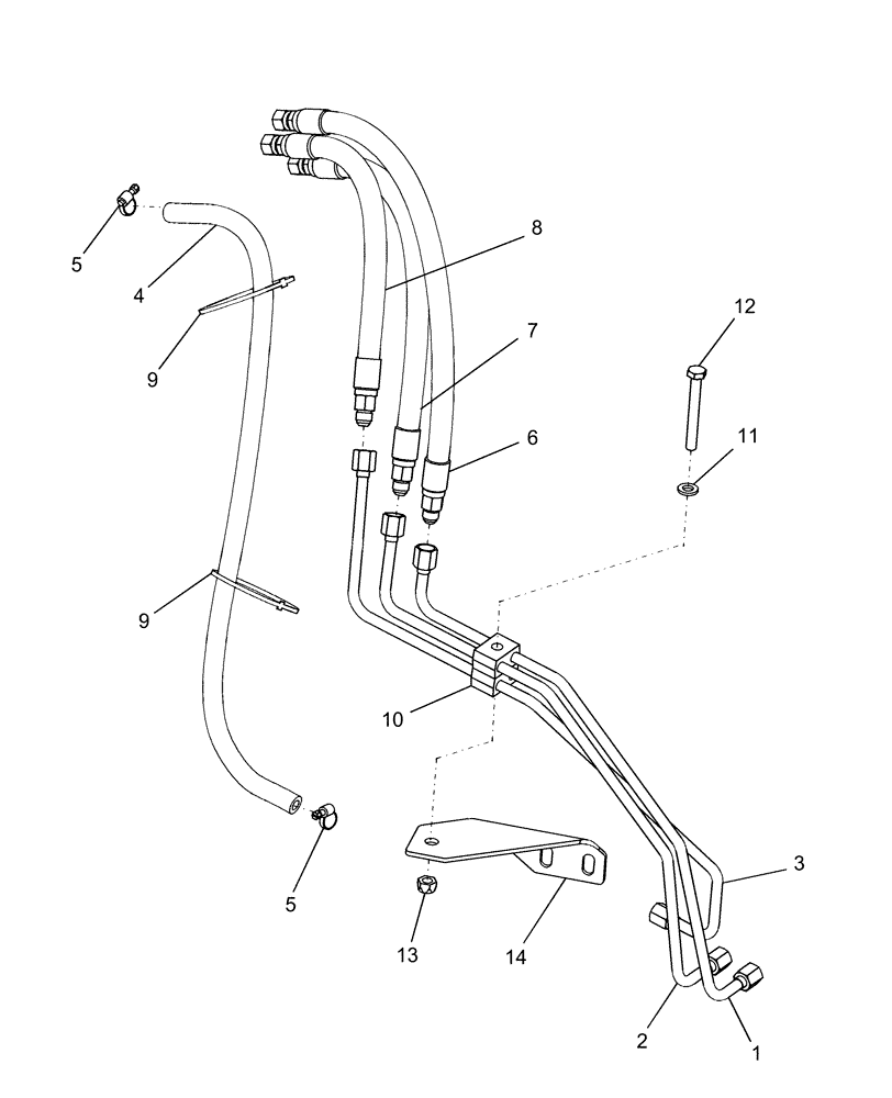 Схема запчастей Case IH DX45 - (04.03) - POWER STEERING HOSES (00) - GENERAL