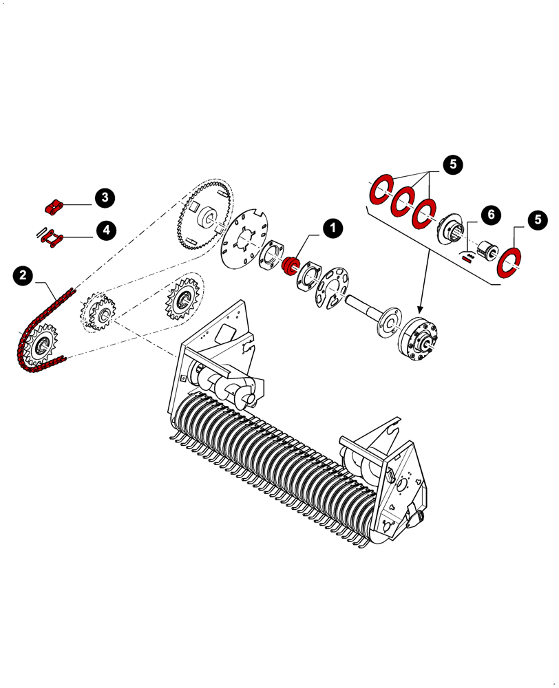 Схема запчастей Case IH LB433R - (00.00LB031[01]) - MAINTENANCE PARTS, ROTOR CUTTER - PICK-UP MAIN DRIVE (00) - GENERAL