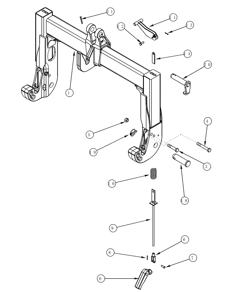 Схема запчастей Case IH MX200 - (09-61) - QUICK HITCH COUPLER FIXED, N.A. ONLY, CATEGORY III (09) - CHASSIS/ATTACHMENTS