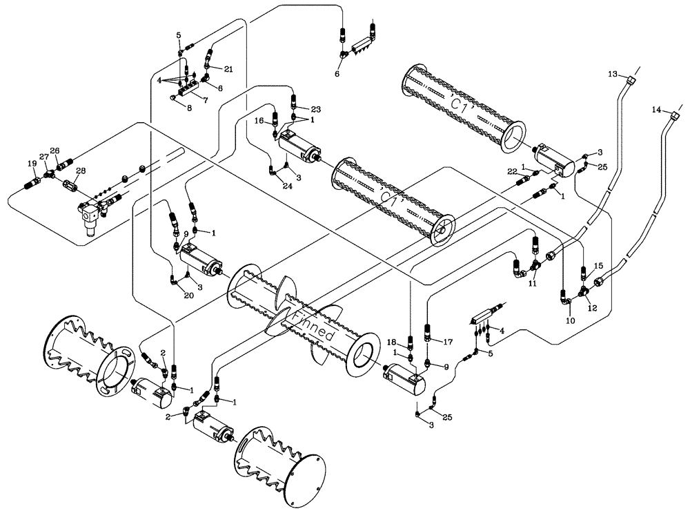 Схема запчастей Case IH 7700 - (B08[02]) - HYDRAULIC CIRCUIT {Adjustable PKD/Finned/1st & 2nd Floating Rollers} Hydraulic Components & Circuits