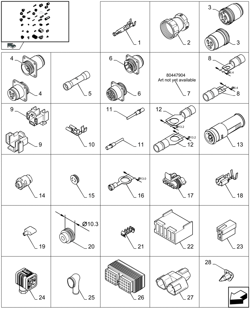 Схема запчастей Case IH LB333R - (06.801[02]) - CONNECTORS - FROM 80445522 TO 84058194 (06) - ELECTRICAL SYSTEMS