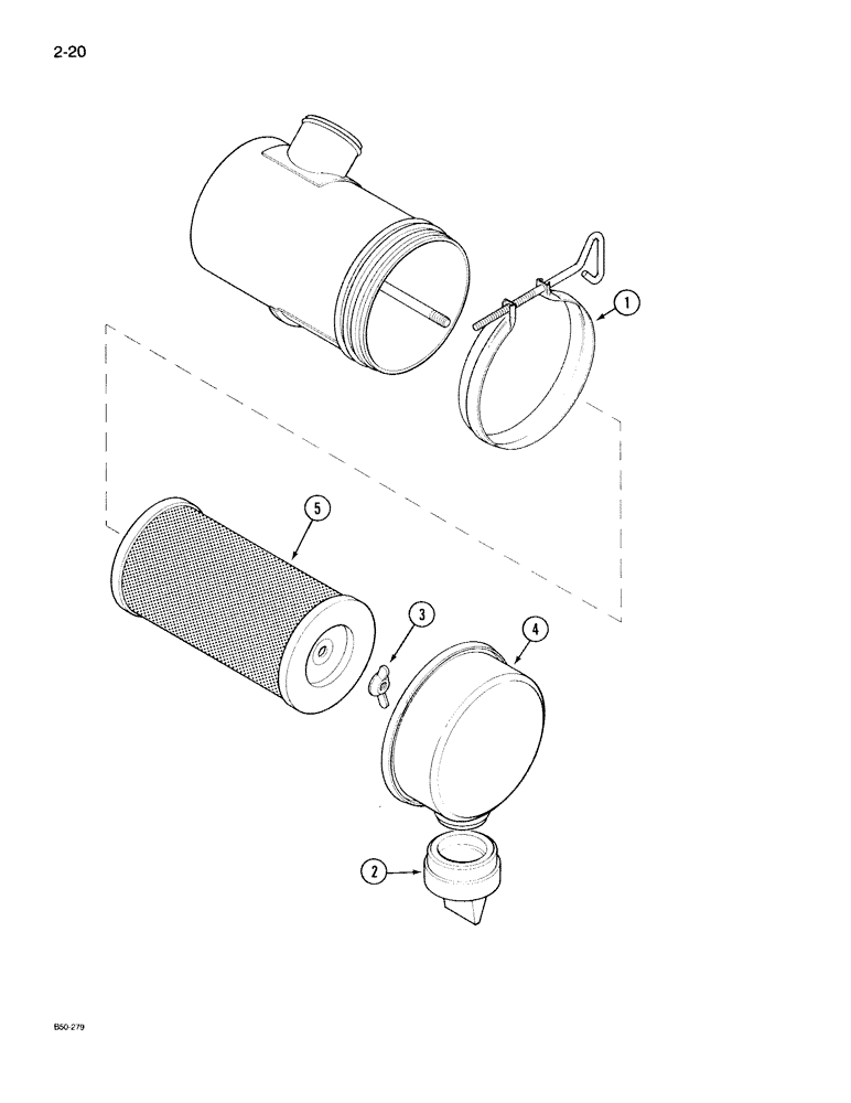 Схема запчастей Case IH 395 - (2-020) - AIR CLEANER, DONALDSON, WITHOUT SAFETY ELEMENT (02) - ENGINE