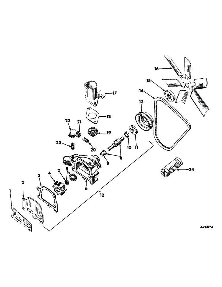 Схема запчастей Case IH 504 - (068) - COOLING SYSTEM, FAN, THERMOSTAT AND WATER PUMP, DIESEL ENGINE TRACTORS COOLING SYSTEM