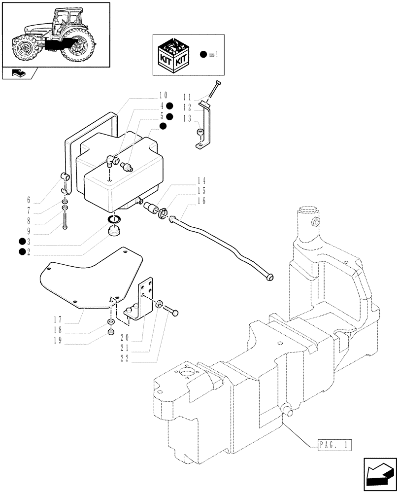 Схема запчастей Case IH FARMALL 105U - (1.14.0/01[02]) - FUEL TANK WITH AUXILIARY TANK - AUXILIARY TANK AND RELATED PARTS (VAR.330042-330043) (02) - ENGINE EQUIPMENT