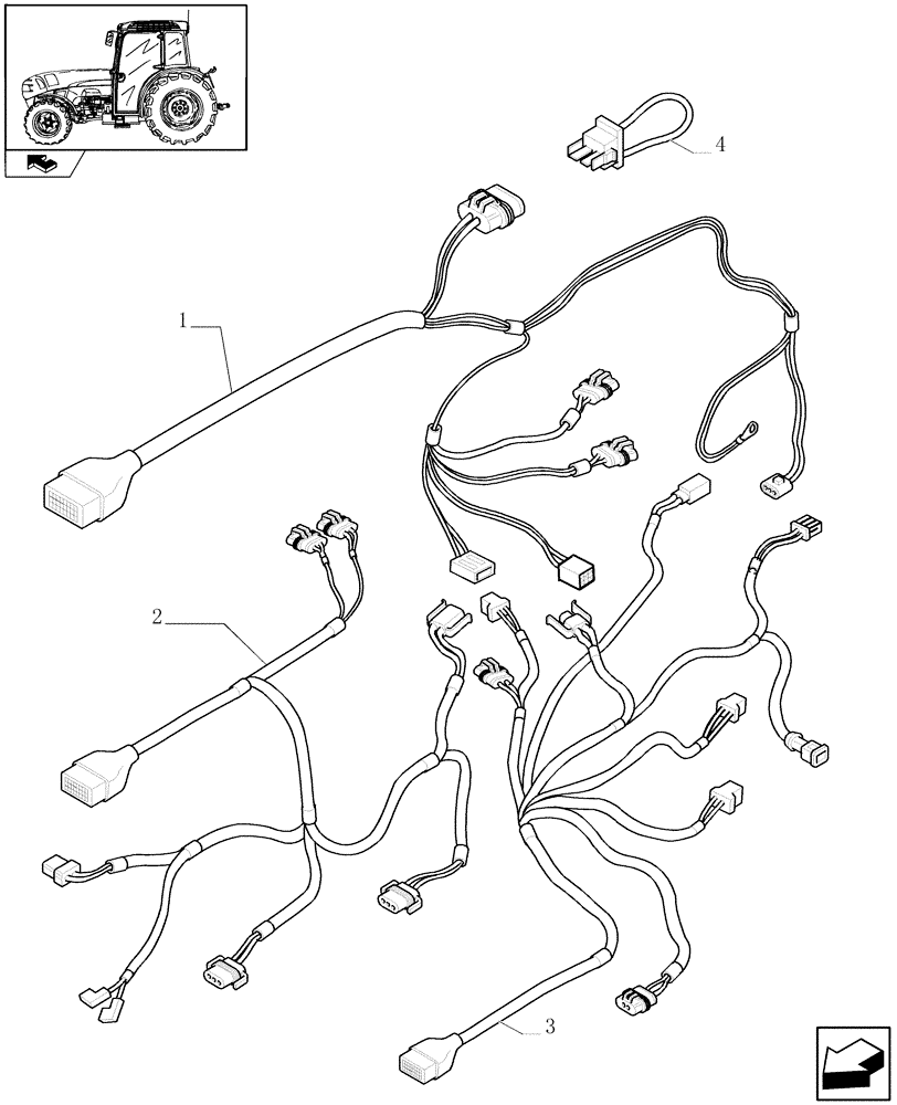 Схема запчастей Case IH FARMALL 75N - (1.75.4/02) - POWER SHUTTLE - CABLES (VAR.330275-331275 / 743510; VAR.330278-332278 / 743509; VAR.330273) (06) - ELECTRICAL SYSTEMS