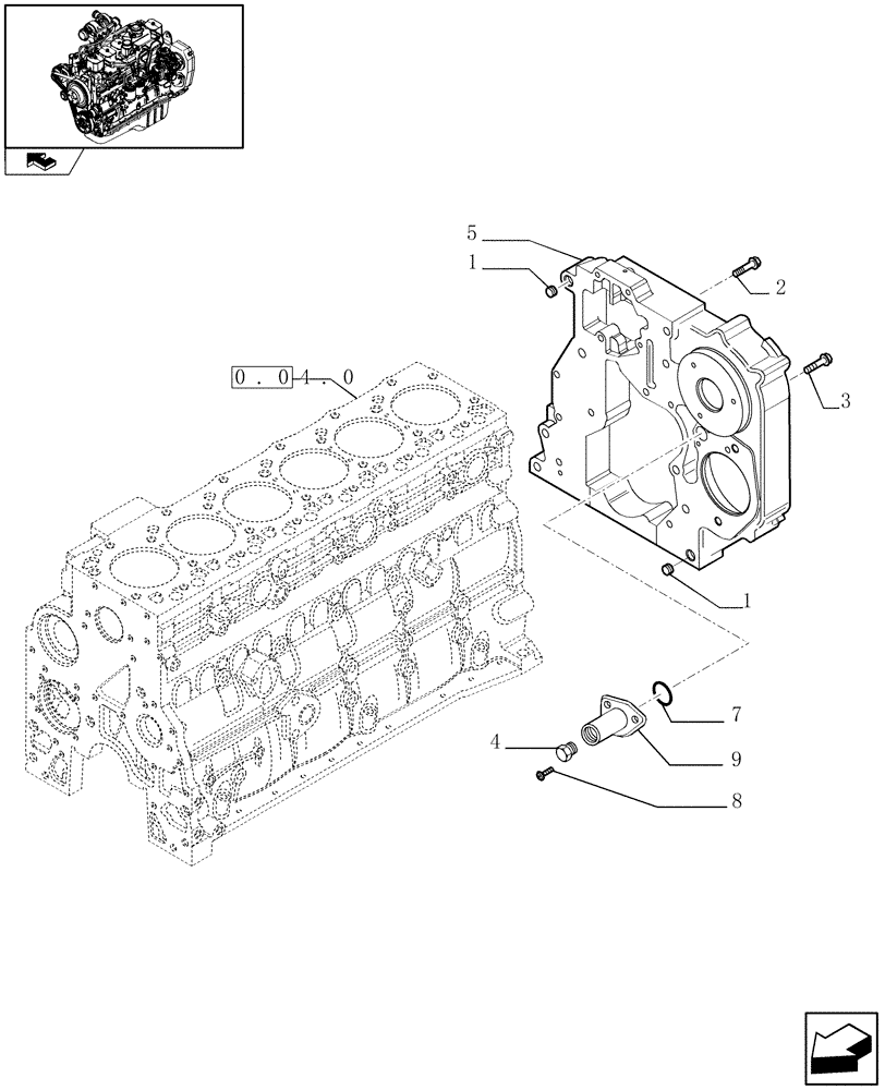 Схема запчастей Case IH F4GE9684R J600 - (0.04.3[01]) - CRANKCASE COVERS (504056401) 