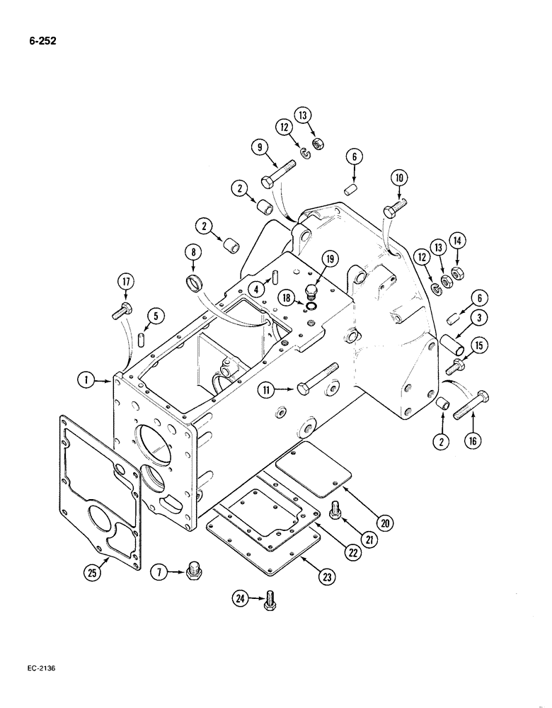 Схема запчастей Case IH 585 - (6-252) - CLUTCH HOUSING AND CONNECTIONS (06) - POWER TRAIN