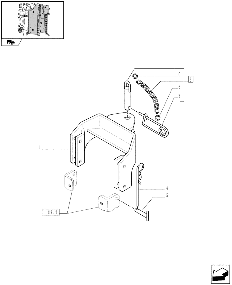 Схема запчастей Case IH FARMALL 75N - (1.89.0/03) - FIXED HOOK, CAT. "C", W/PIN 29MM HOLE (VAR.336895) (09) - IMPLEMENT LIFT