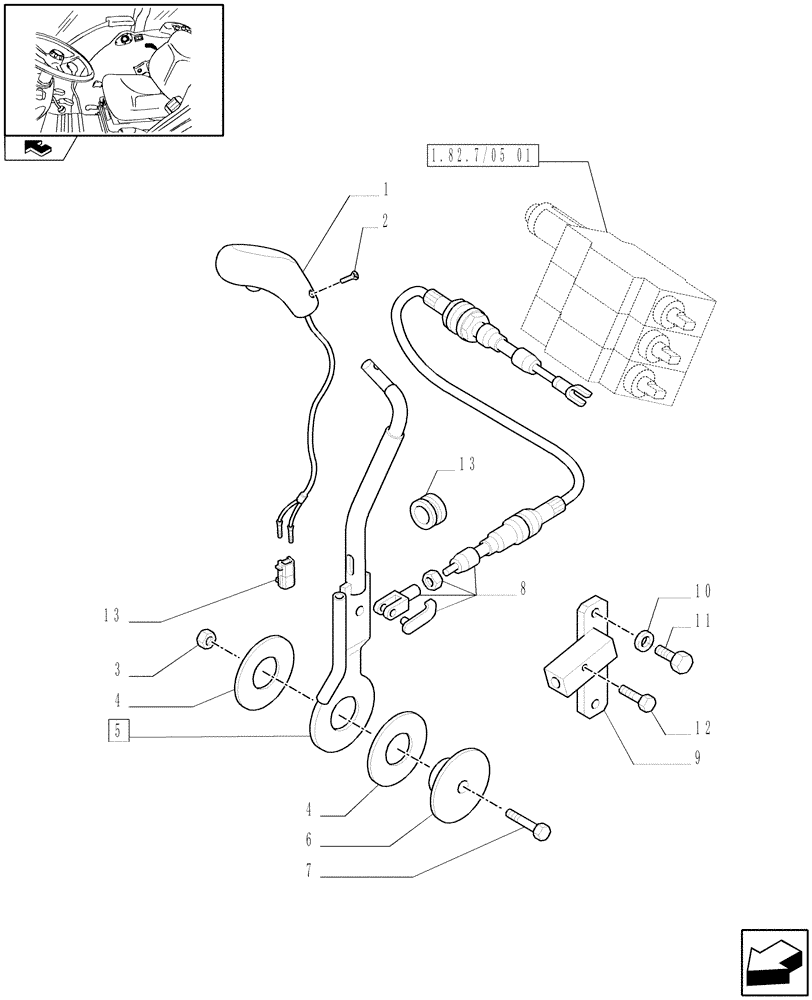 Схема запчастей Case IH FARMALL 105N - (1.92.82/06[02]) - THREE REMOTE VALVES WITH FLOW DIVIDER FOR MDC - CONTROL LEVER (VAR.332391-335391 / 743526) (10) - OPERATORS PLATFORM/CAB