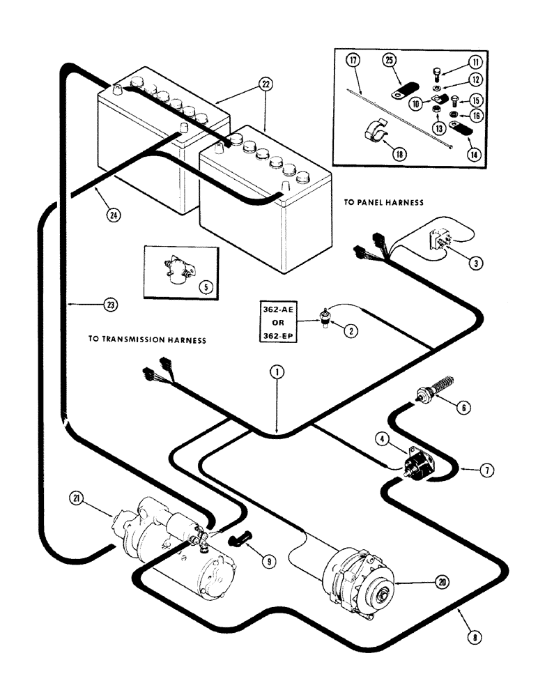 Схема запчастей Case IH 870 - (076) - ELECTRICAL EQUIPMENT AND WIRING, (336B) DIESEL ENGINE, ENGINE HARNESS (04) - ELECTRICAL SYSTEMS