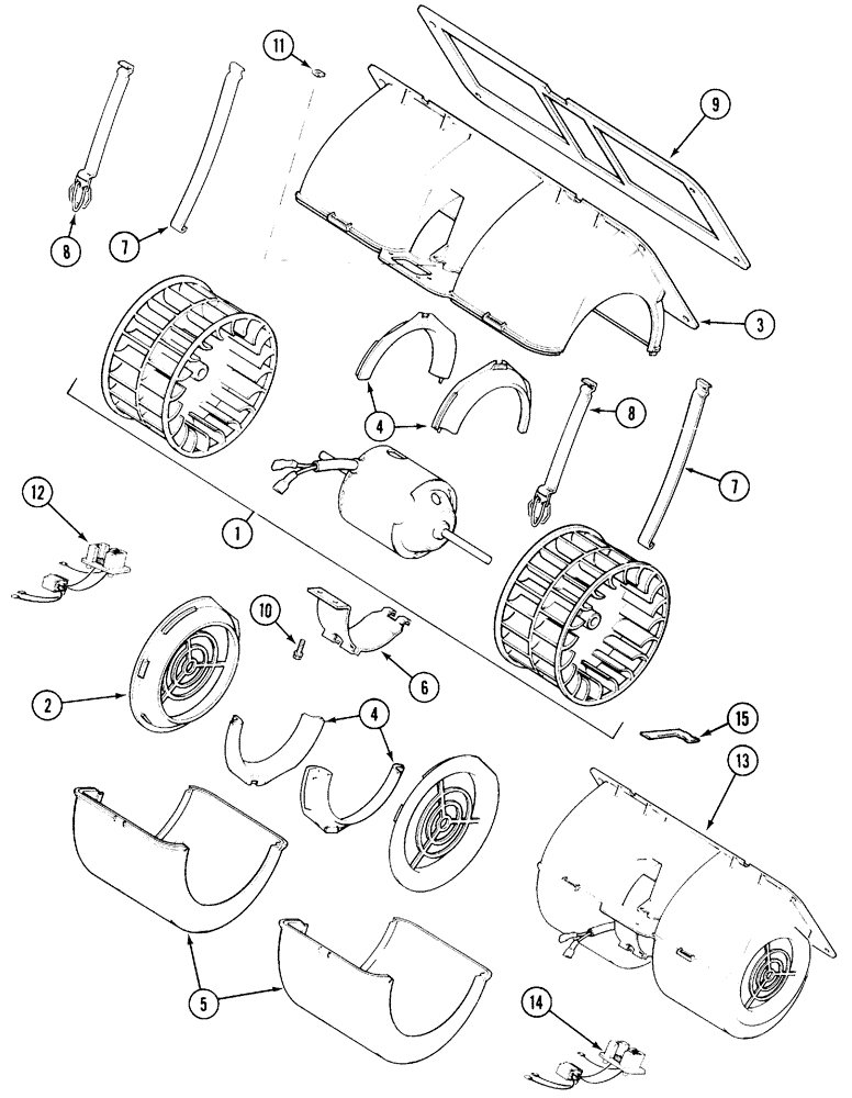 Схема запчастей Case IH 5130 - (9-102) - CAB, BLOWER ASSEMBLY (09) - CHASSIS/ATTACHMENTS