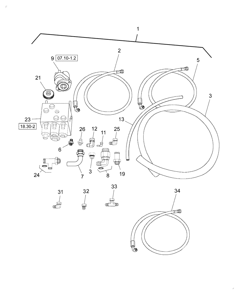 Схема запчастей Case IH WDX1902 - (18.30[1]) - AUXILIARY HYDRAULIC KIT FOR CROP MERGER Attachments