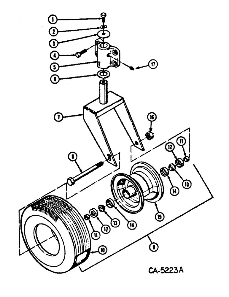 Схема запчастей Case IH 50 - (D-08) - SINGLE CASTER WHEEL (44) - WHEELS