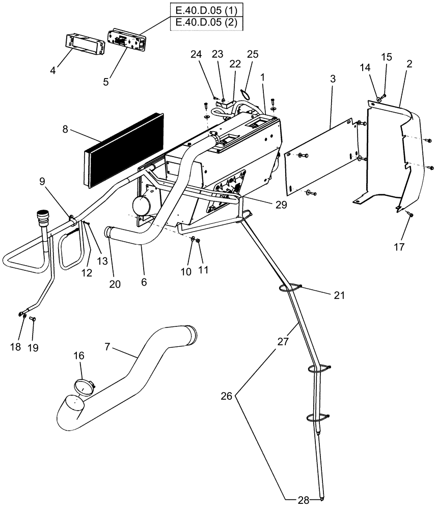 Схема запчастей Case IH AFX8010 - (E.40.D) - HVAC CAB KIT E - Body and Structure