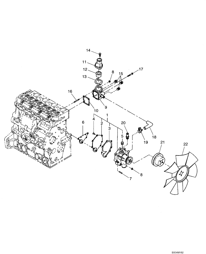 Схема запчастей Case IH 410 - (02-21) - WATER PUMP (02) - ENGINE