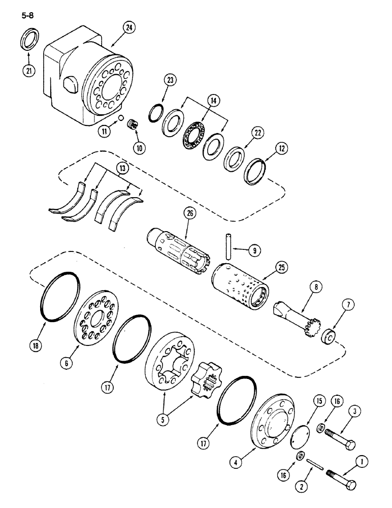 Схема запчастей Case IH 1620 - (5-008) - STEERING HAND PUMP ASSEMBLY (04) - STEERING