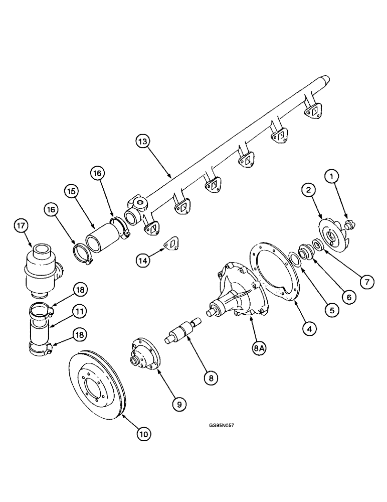 Схема запчастей Case IH D-310 - (5-132) - THERMOSTAT AND WATER PUMP, 616 AND 622 COTTON PICKERS WITH ENGINE SERIAL NUMBERS PRIOR TO 55-P-1 