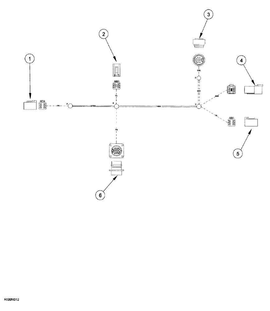 Схема запчастей Case IH AFS - (02-54) - HARNESS - MOISTURE SENSOR EXTENSION (55) - ELECTRICAL SYSTEMS