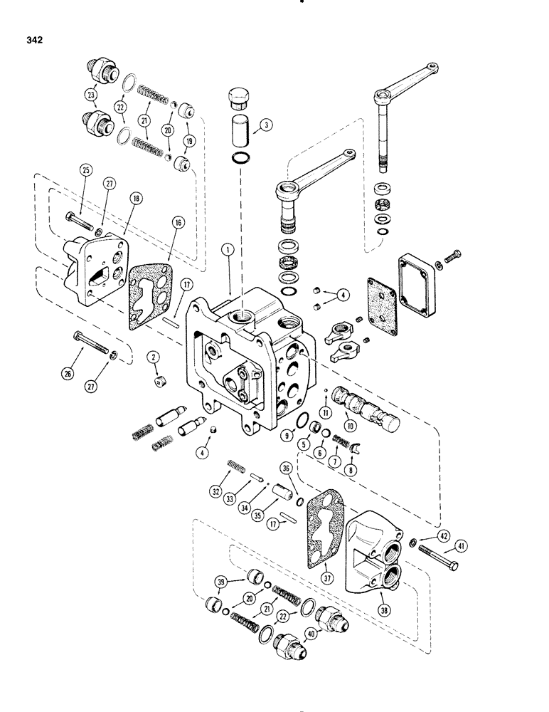 Схема запчастей Case IH 1270 - (342) - A141382 REMOTE HYDRAULIC VALVE, LEFT HAND, WITHOUT RELIEF VALVE (08) - HYDRAULICS