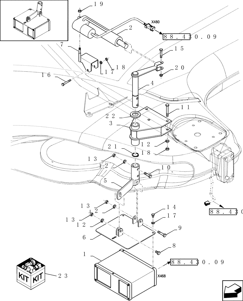 Схема запчастей Case IH 9230 - (88.430.08) - SMART STEER AUTO-GUIDANCE KIT - EDGE DETECTION SENSOR (88) - ACCESSORIES