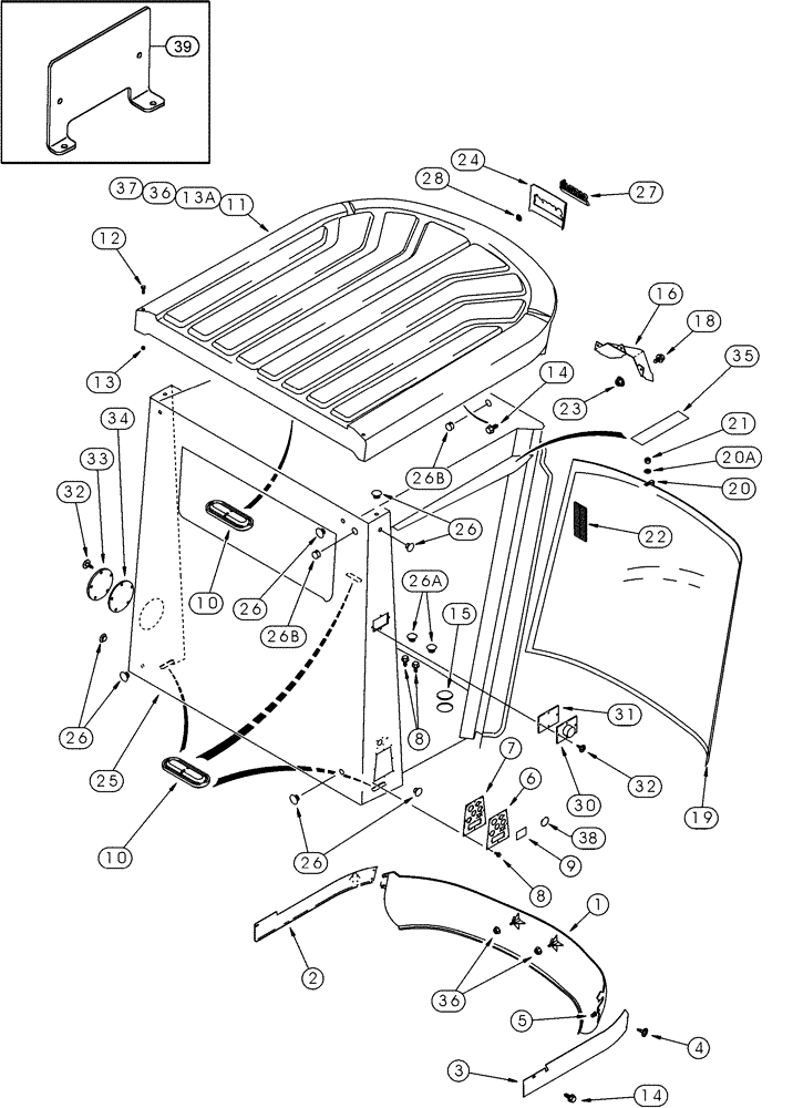 Схема запчастей Case IH 2388 - (09G-01) - CAB - FRAME AND WINDSHIELD (10) - CAB & AIR CONDITIONING