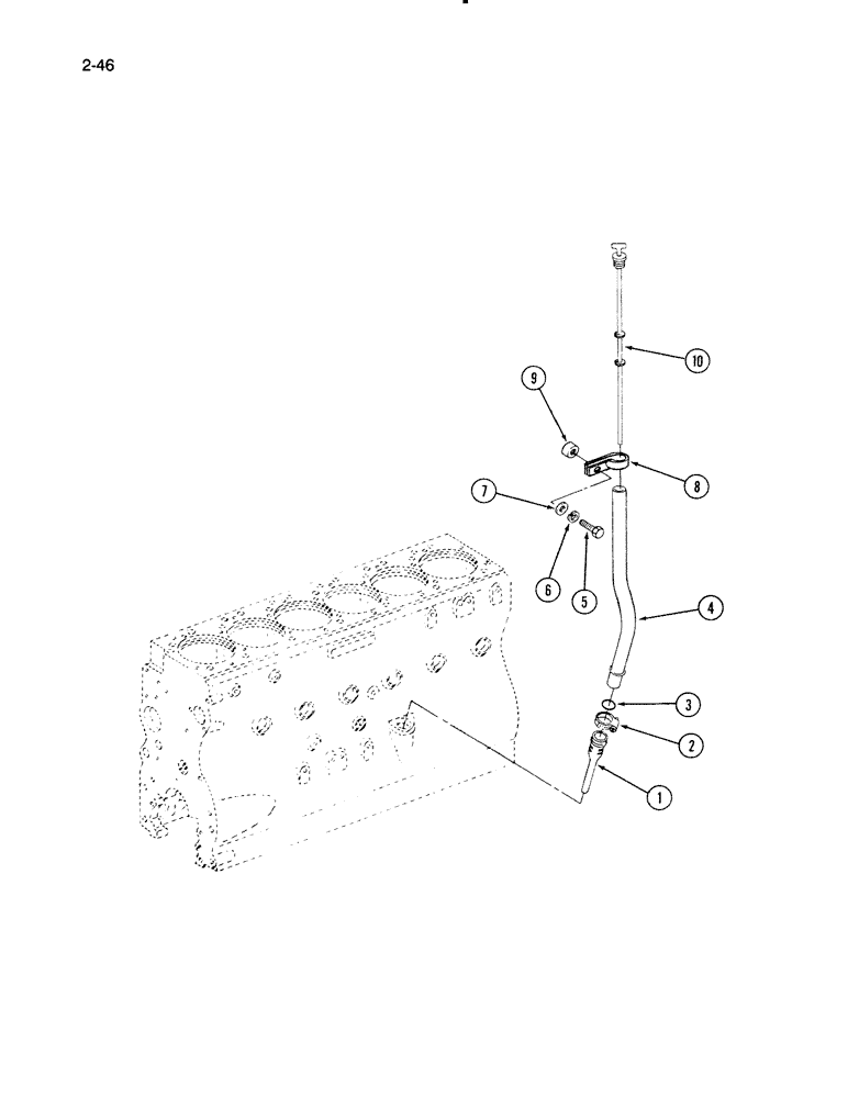Схема запчастей Case IH 1670 - (2-46) - OIL LEVEL GAUGE AND FILLER TUBE, DTI466C ENGINE (01) - ENGINE