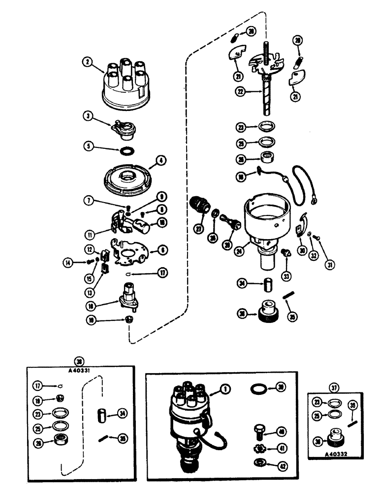 Схема запчастей Case IH 930-SERIES - (062) - A34978 DISTRIBUTOR, (377) SPARK IGNITION ENGINE, WITH GEAR DRIVE, USED PRIOR TO ENGINE S/N 2174169 (04) - ELECTRICAL SYSTEMS