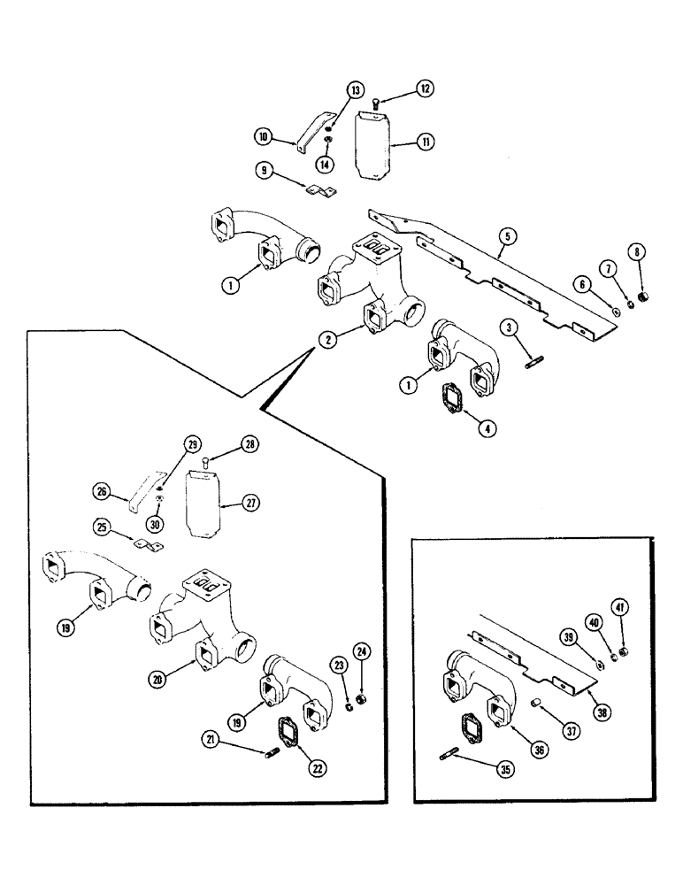 Схема запчастей Case IH 2470 - (022) - EXHAUST MANIFOLD, 504BDT DIESEL ENGINE (02) - ENGINE