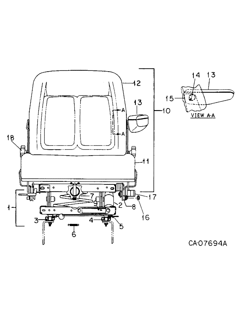 Схема запчастей Case IH 3088 - (13-10) - SUPERSTRUCTURE, DELUXE VERTICAL ACTING SEAT (05) - SUPERSTRUCTURE