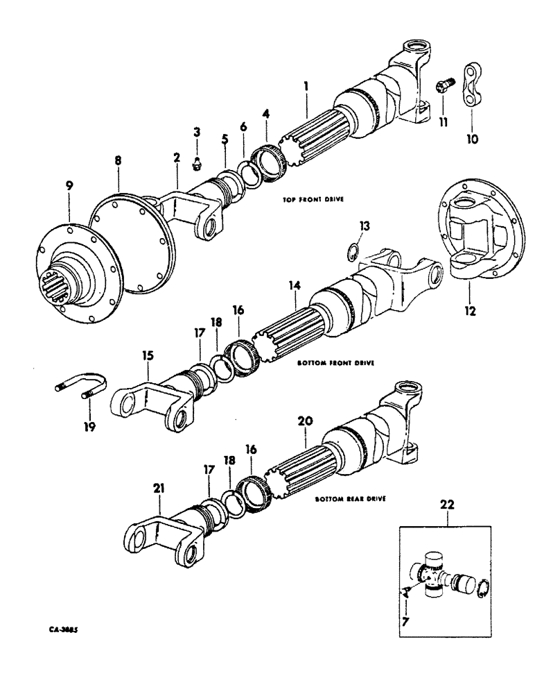 Схема запчастей Case IH 4386 - (07-15) - DRIVE TRAIN, PROPELLER SHAFT, SHAFT ASSEMBLIES, TOP FRONT DRIVE (04) - Drive Train