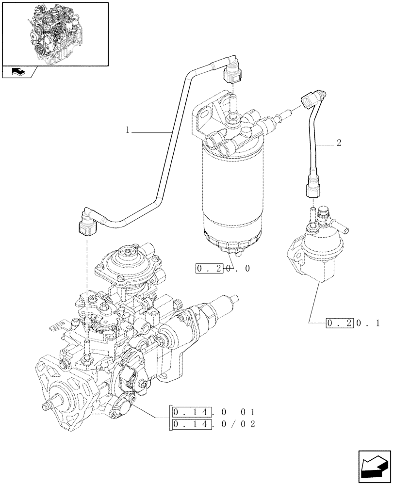 Схема запчастей Case IH FARMALL 85N - (0.20.3) - PIPING - FUEL (01) - ENGINE