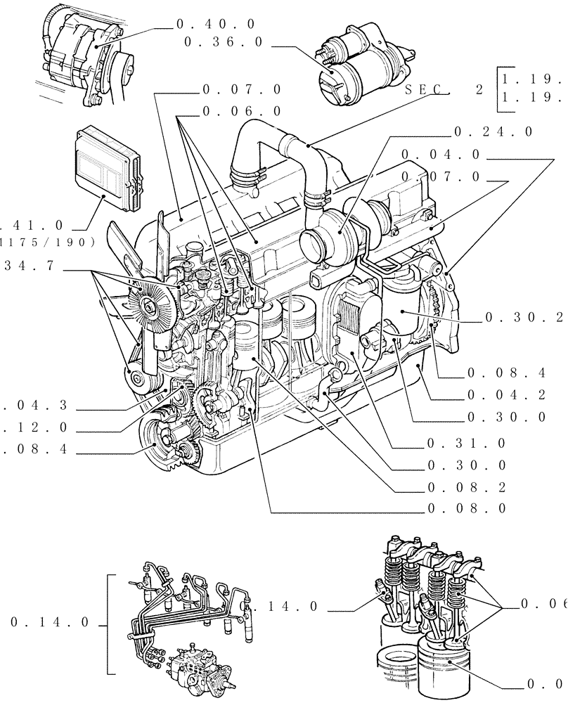 Схема запчастей Case IH MXM190 - (SEC. 01) - ENGINE (00) - GENERAL